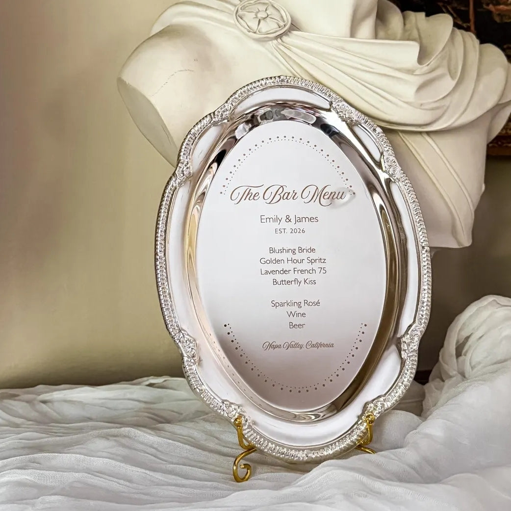 Personalized Engraved Signature Drink Sign | Wedding Bar Menu Display