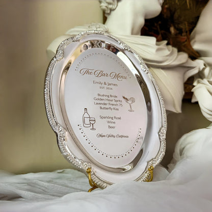 Personalized Engraved Signature Drink Sign | Wedding Bar Menu Display