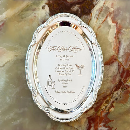 Personalized Engraved Signature Drink Sign | Wedding Bar Menu Display