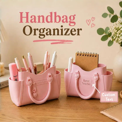 Personalized Handbag Desk Organizer – Custom Teacher Pen Holder & Desk Storage