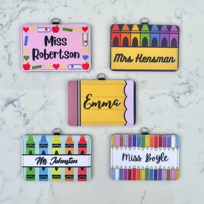 Personalized Teacher Badge Holder | Custom ID Card Holder Gift for Teachers