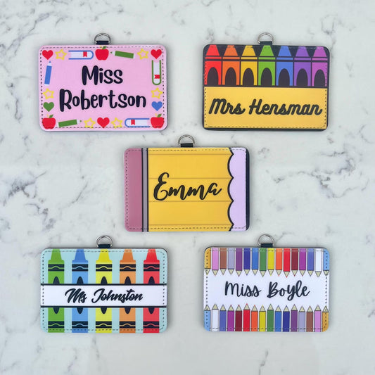 Personalized Teacher Badge Holder | Custom ID Card Holder Gift for Teachers