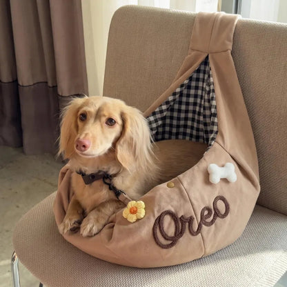 Personalized Pet Sling Carrier | Custom Name Cat & Dog Shoulder Bag