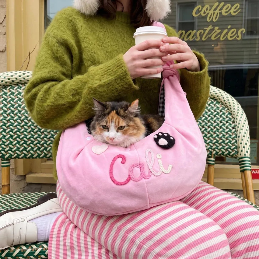 Personalized Pet Sling Carrier | Custom Name Cat & Dog Shoulder Bag