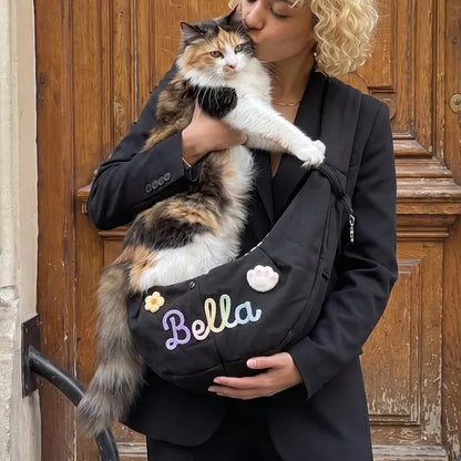 Personalized Pet Sling Carrier | Custom Name Cat & Dog Shoulder Bag