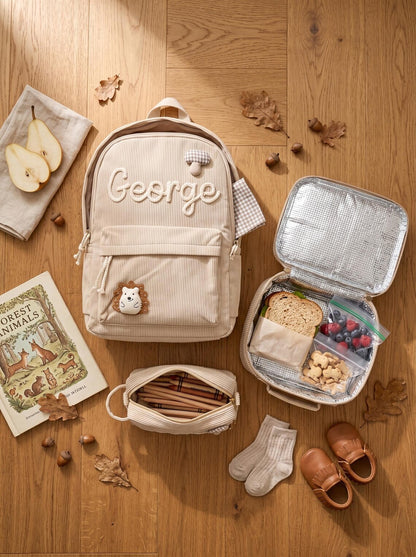 Personalized Corduroy Kids Backpack Set with Name | Custom School Bag