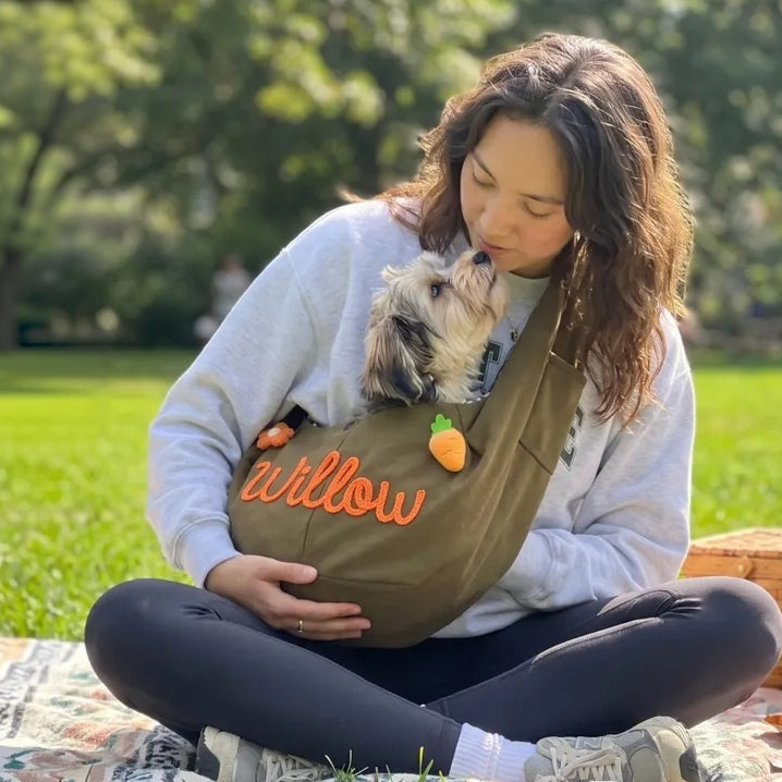 Personalized Pet Sling Carrier | Custom Name Cat & Dog Shoulder Bag