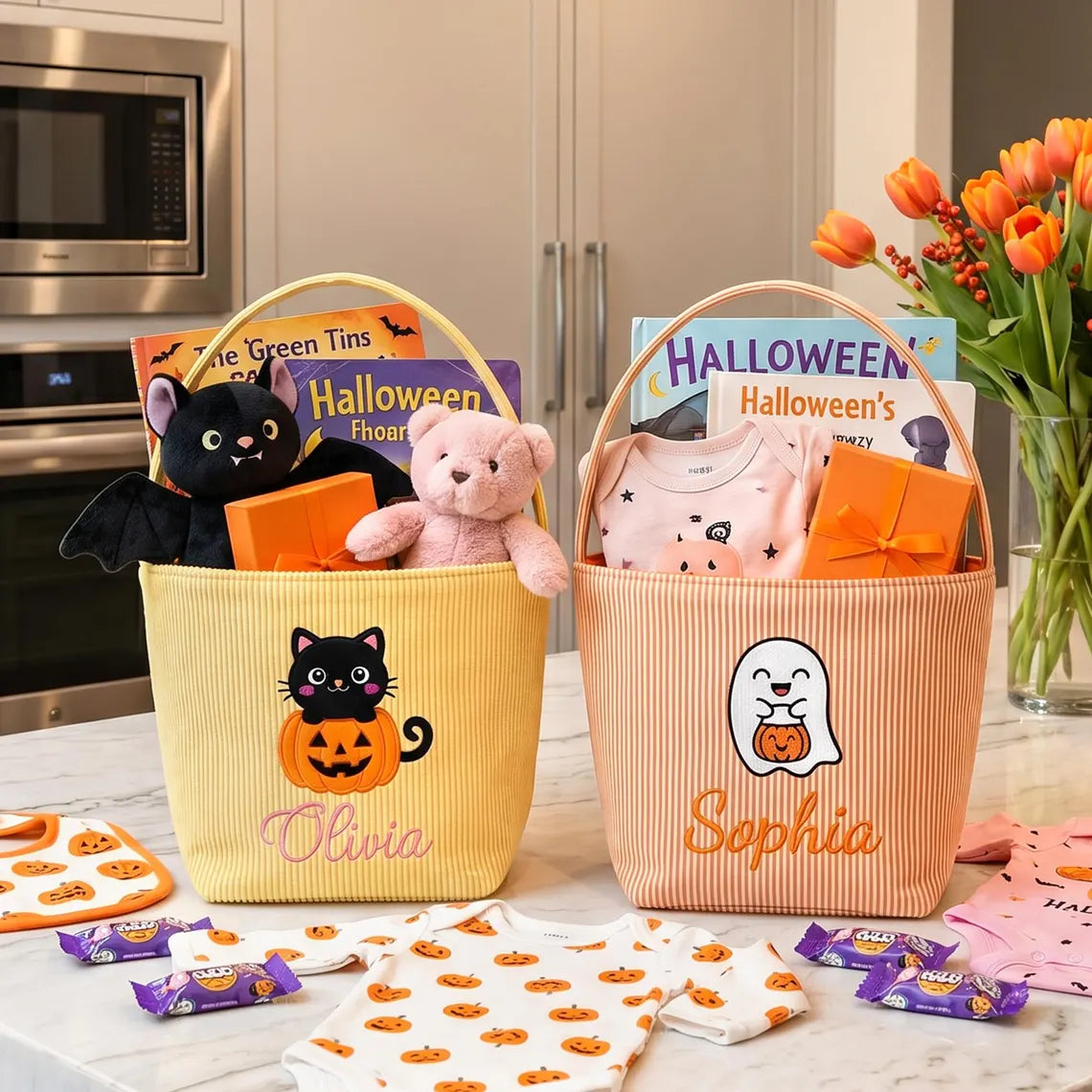 Personalized Halloween Trick-or-Treat Basket | Embroidered Kids Candy Bag