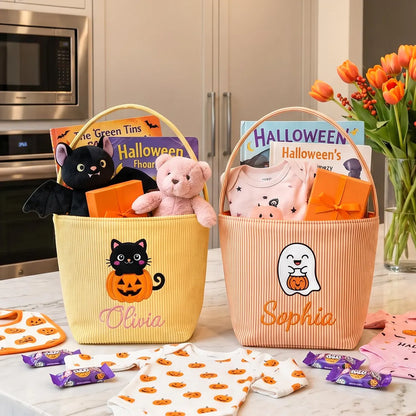 Personalized Halloween Trick-or-Treat Basket | Embroidered Kids Candy Bag