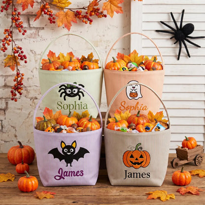 Personalized Halloween Trick-or-Treat Basket | Embroidered Kids Candy Bag