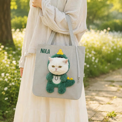 Personalized Pet Carrier Tote | Cute Cat & Small Dog Travel Bag
