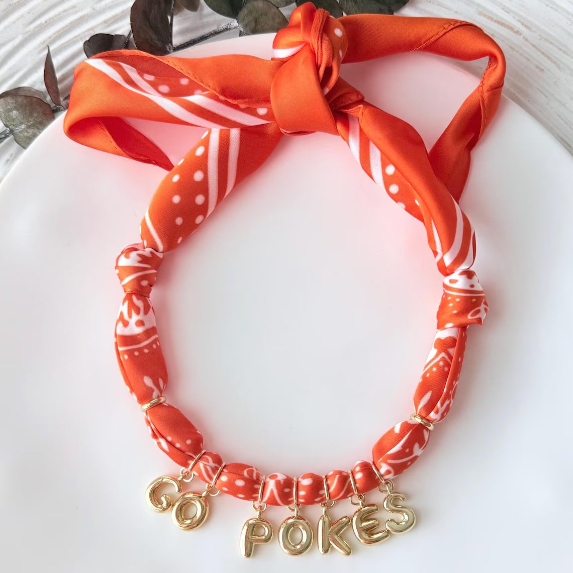 Personalized Scarf Necklace with Bubble Letter Charms