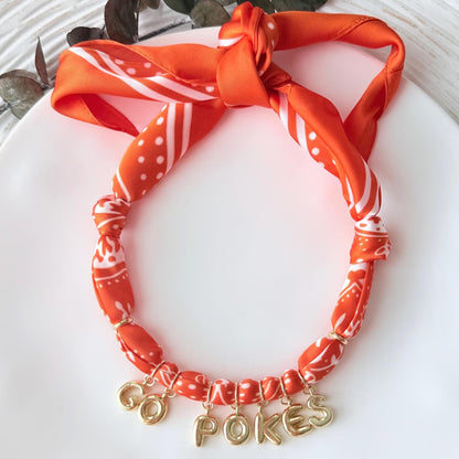 Personalized Scarf Necklace with Bubble Letter Charms