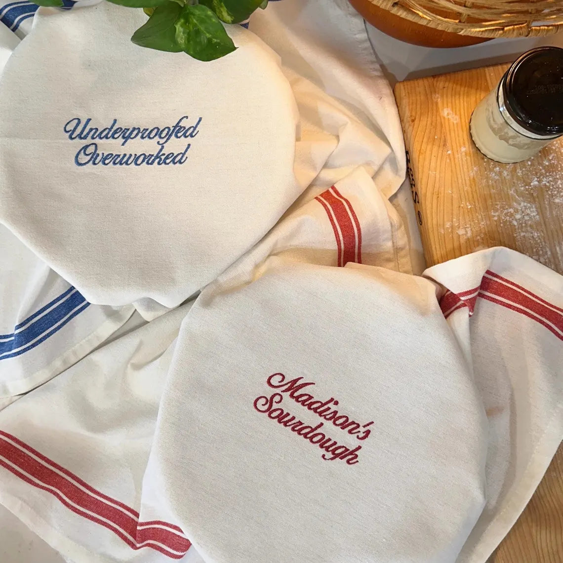 Personalized Sourdough Towel | Custom Embroidered Banneton Cover