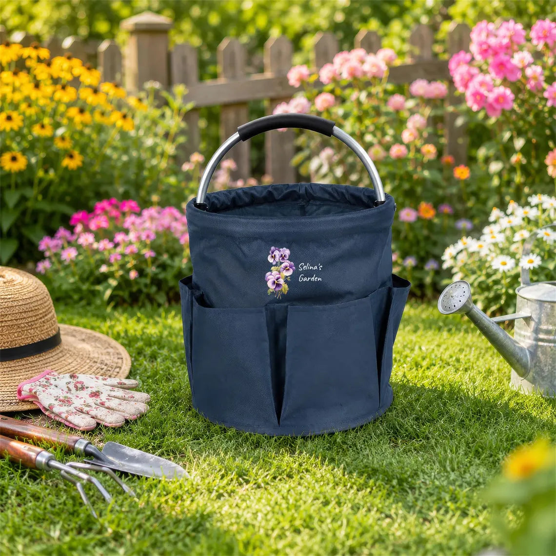 Personalized Garden Tool Bag | Custom Birth Flower Gardening Tote Gift
