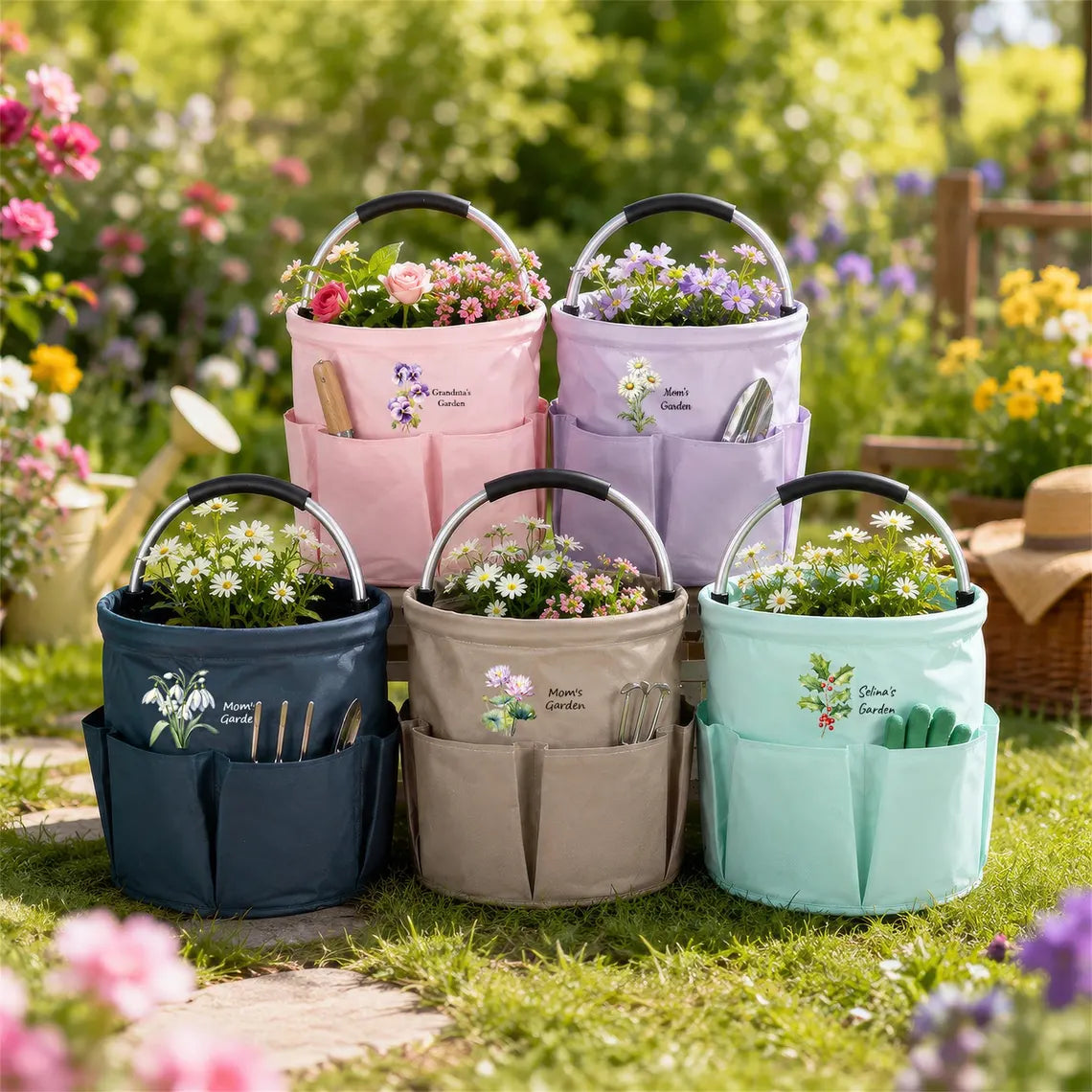 Personalized Garden Tool Bag | Custom Birth Flower Gardening Tote Gift