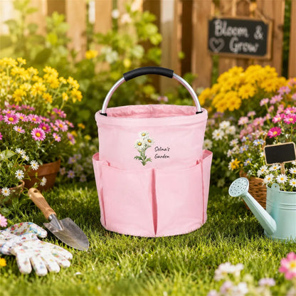 Personalized Garden Tool Bag | Custom Birth Flower Gardening Tote Gift