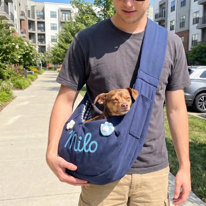 Personalized Pet Sling Carrier | Custom Name Cat & Dog Shoulder Bag