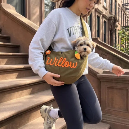 Personalized Pet Sling Carrier | Custom Name Cat & Dog Shoulder Bag