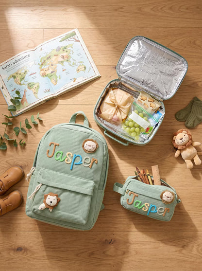 Personalized Corduroy Kids Backpack Set with Name | Custom School Bag
