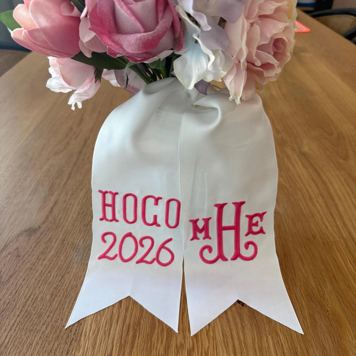 Personalized Homecoming Bouquet Ribbon – Custom Embroidered HOCO