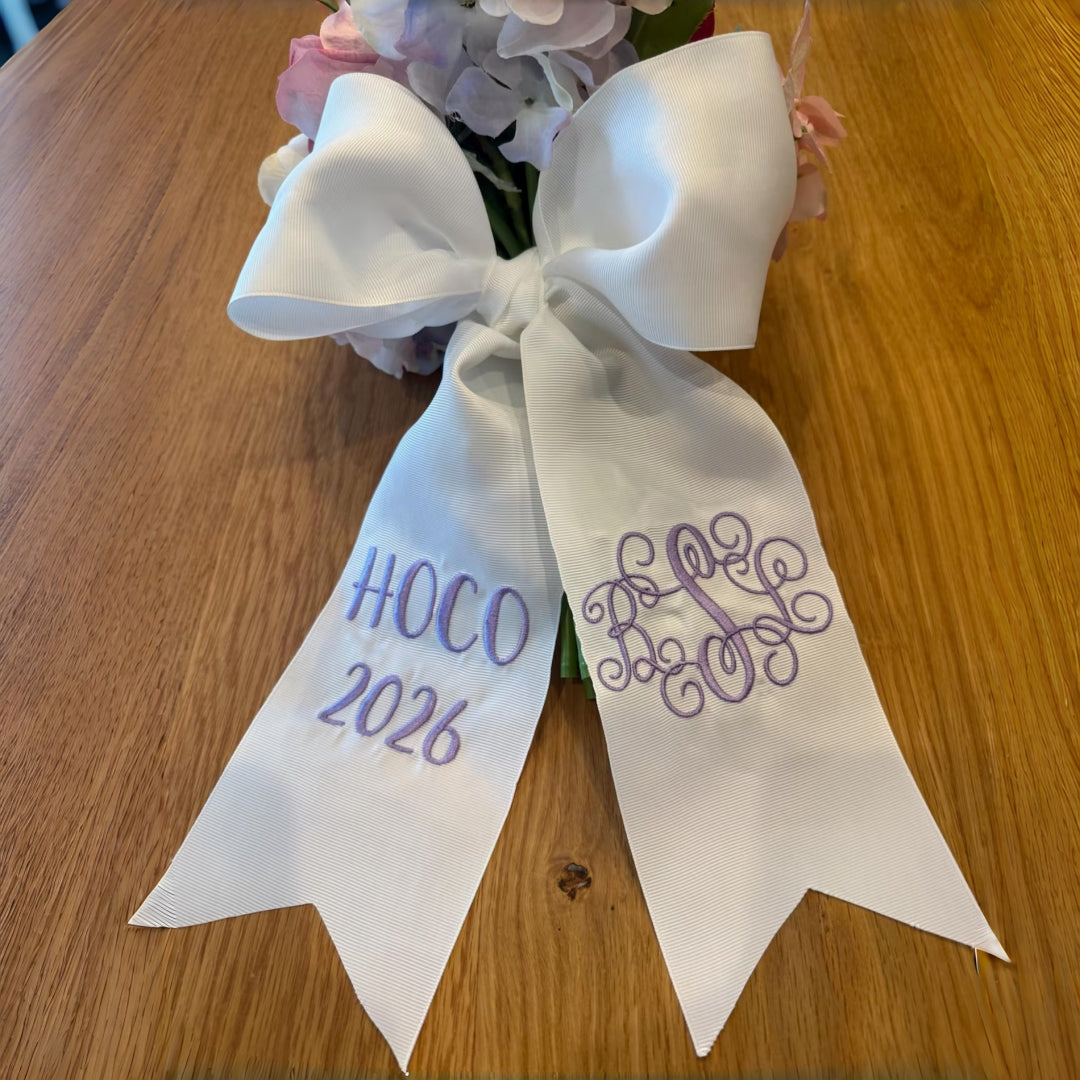 Personalized Homecoming Bouquet Ribbon – Custom Embroidered HOCO