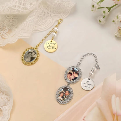 Personalized Wedding Bouquet Photo Charm – Memorial Bridal Keepsake