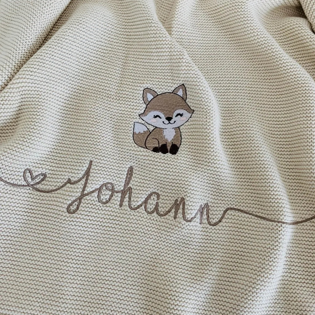 Personalized Rainbow Baby Knit Blanket | Embroidered Name