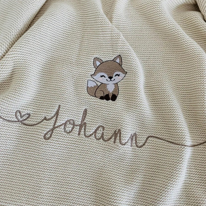 Personalized Rainbow Baby Knit Blanket | Embroidered Name