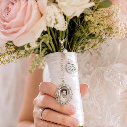 Personalized Wedding Bouquet Photo Charm – Memorial Bridal Keepsake