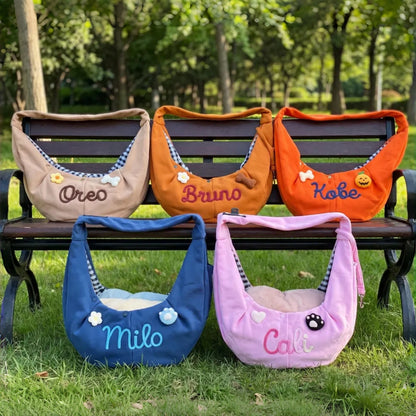 Personalized Pet Sling Carrier | Custom Name Cat & Dog Shoulder Bag