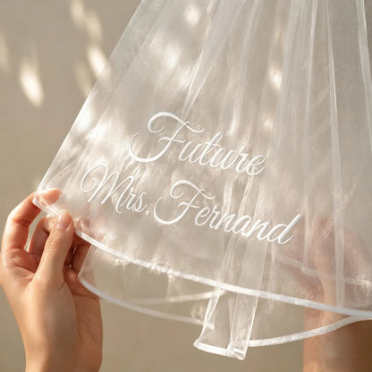 Personalized Future Mrs Veil | Custom Embroidered Bride Bachelorette Veil