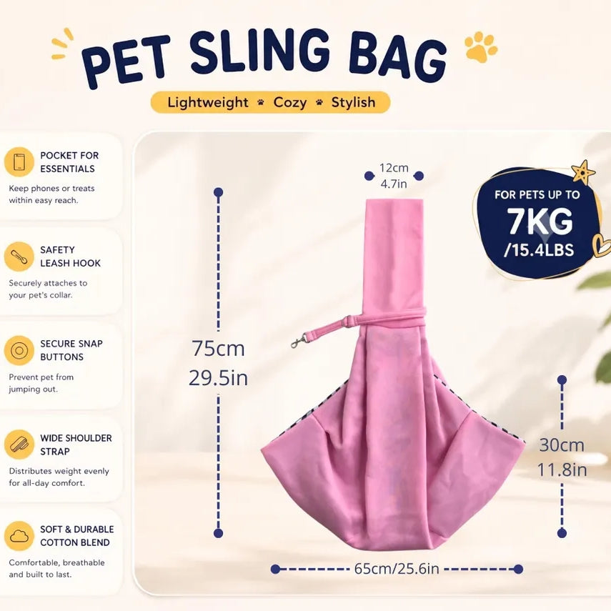 Personalized Pet Sling Carrier | Custom Name Cat & Dog Shoulder Bag