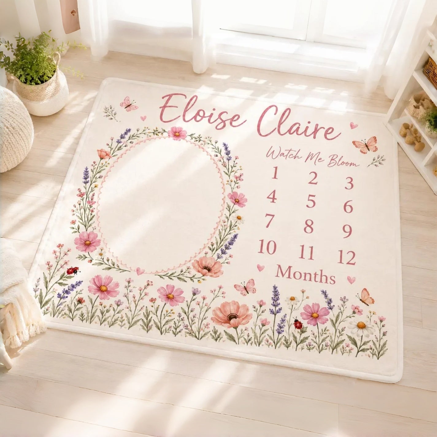 Personalized Floral Baby Milestone Blanket | Watch Me Bloom