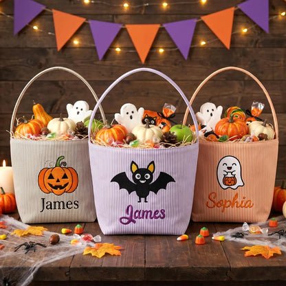 Personalized Halloween Trick-or-Treat Basket | Embroidered Kids Candy Bag