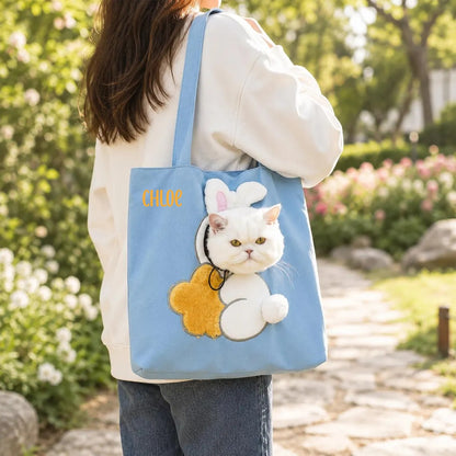 Personalized Pet Carrier Tote | Cute Cat & Small Dog Travel Bag