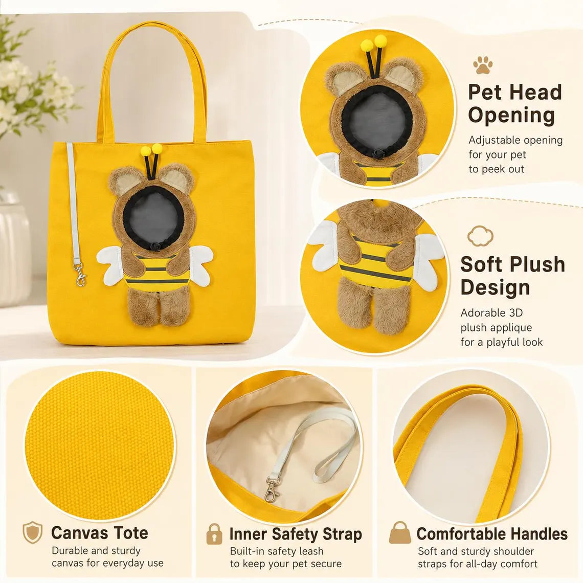 Personalized Pet Carrier Tote | Cute Cat & Small Dog Travel Bag