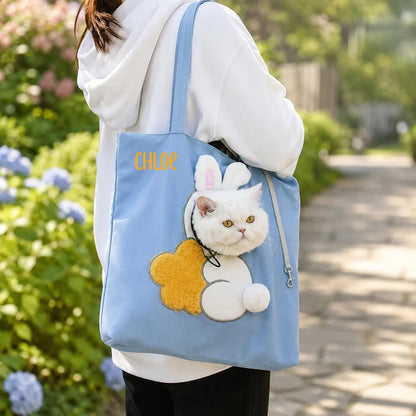 Personalized Pet Carrier Tote | Cute Cat & Small Dog Travel Bag