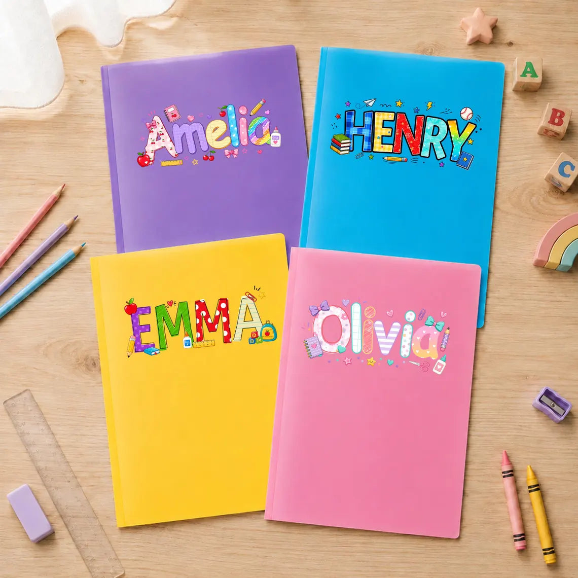 Personalized School Supply Set | Custom Pencil Case & Folder for Kids