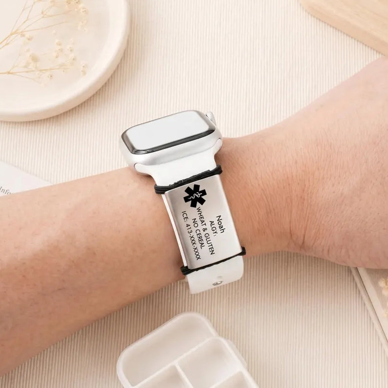 Personalized Medical ID Watch Band Tag | Custom Emergency Alert