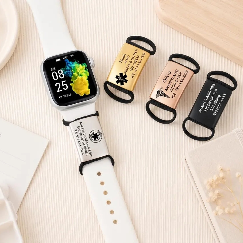 Personalized Medical ID Watch Band Tag | Custom Emergency Alert