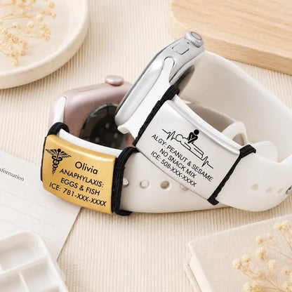 Personalized Medical ID Watch Band Tag | Custom Emergency Alert