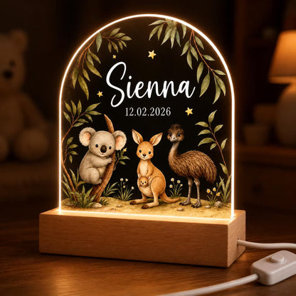 Personalized Animal Night Light with Name & Birth Date