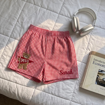Personalized College Gingham Shorts | Custom Game Day Shorts