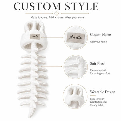 Plush Dinosaur Skeleton Costume | Soft Dino Halloween Cosplay Outfit