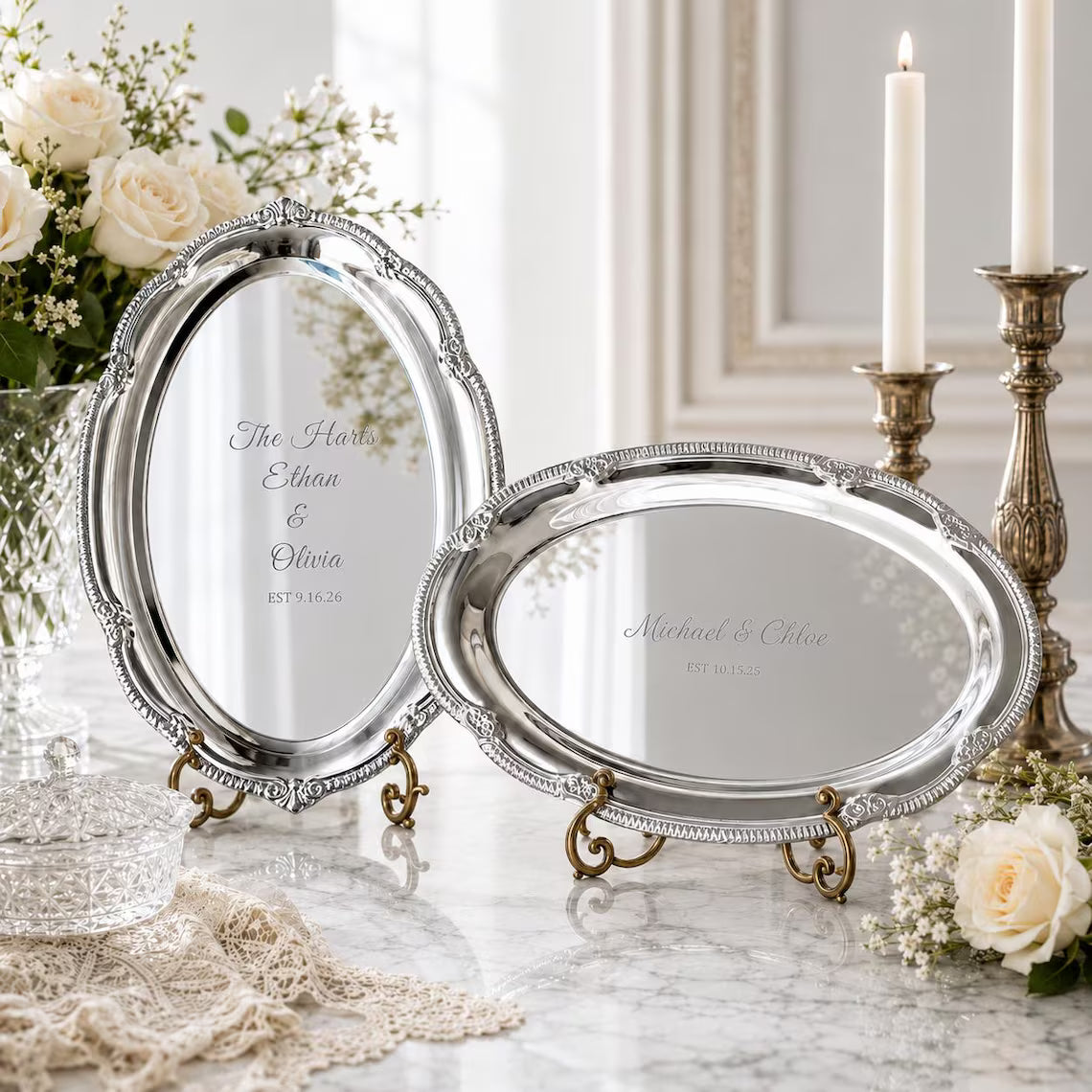 Personalized Wedding Tray | Custom Engraved Bride & Groom Gift