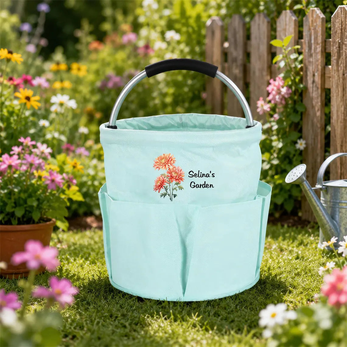 Personalized Garden Tool Bag | Custom Birth Flower Gardening Tote Gift