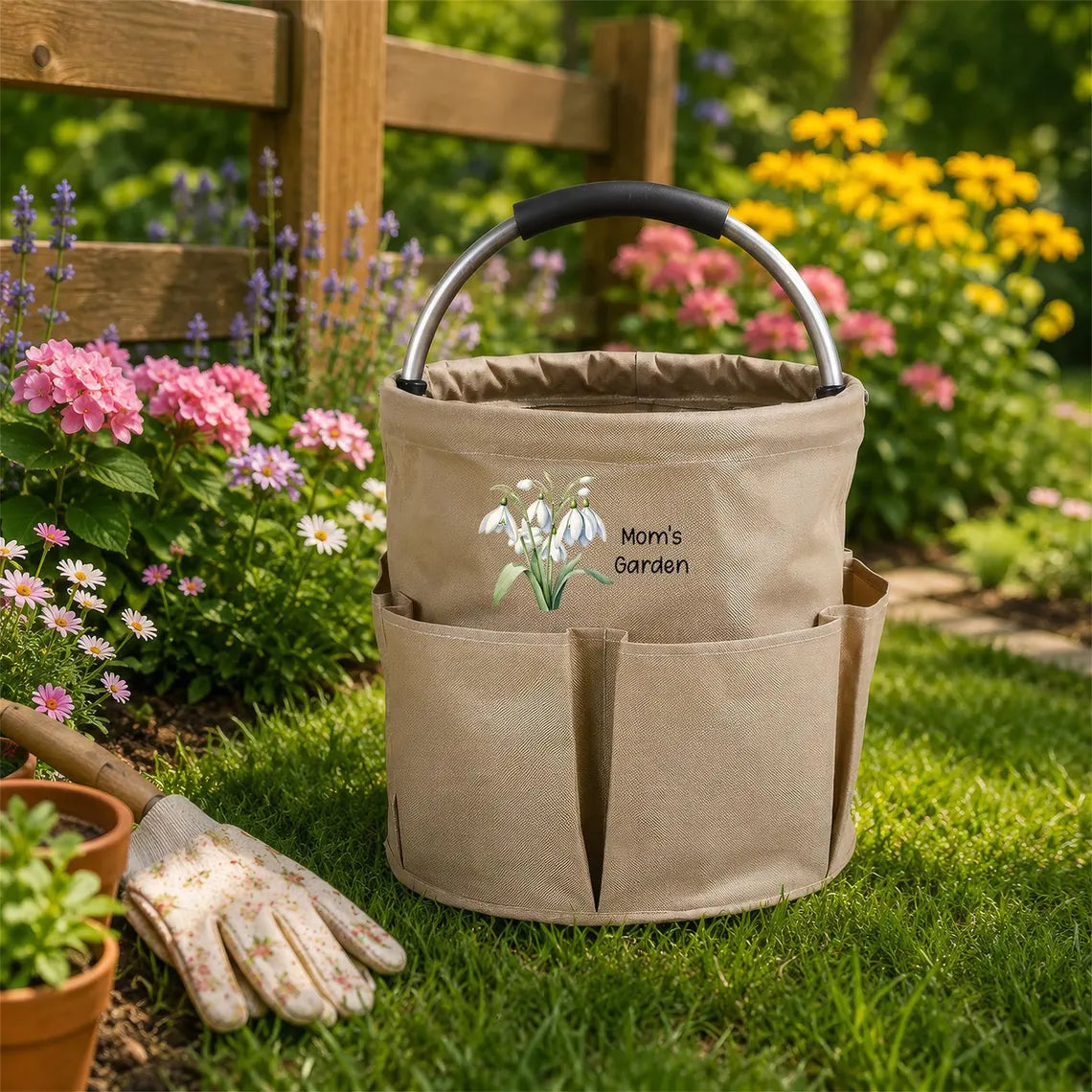 Personalized Garden Tool Bag | Custom Birth Flower Gardening Tote Gift