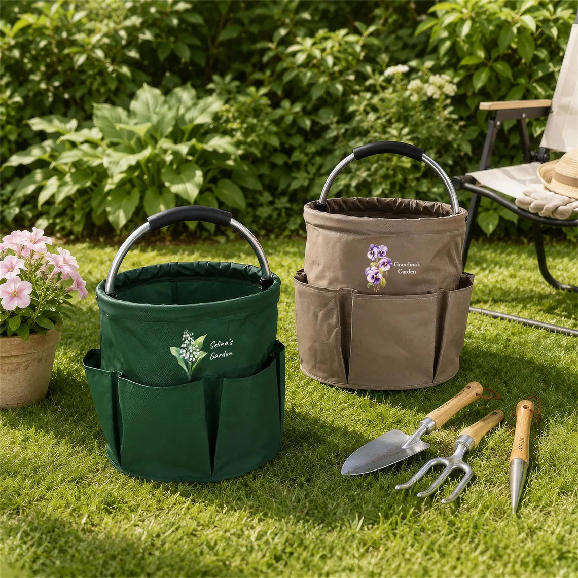 Personalized Garden Tool Bag | Custom Birth Flower Gardening Tote Gift