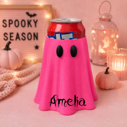 Personalized Spooky Ghost Can Holder | Halloween 3D Printed Drink Can Cozy